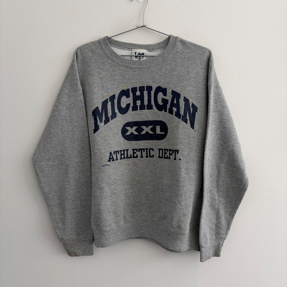 Lee Sport Michigan Athletic Dept Sweatshirt Mens Large Gray XXL Graphic USA Made